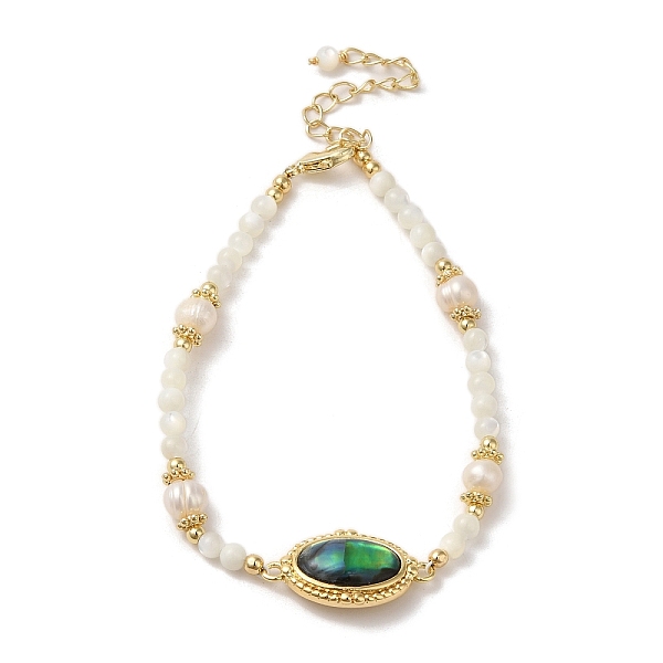 PandaHall Natural Paua Shell Oval Link Bracelet with Pearl Beaded, Real 14K Gold Plated, 6-3/8 inch(16.3cm) Pearl Oval
PandaHall Natural Paua Shell Oval Link Bracelet with Pearl Beaded, Real 14K Gold Plated, 6-3/8 inch(16.3cm) Pearl Oval