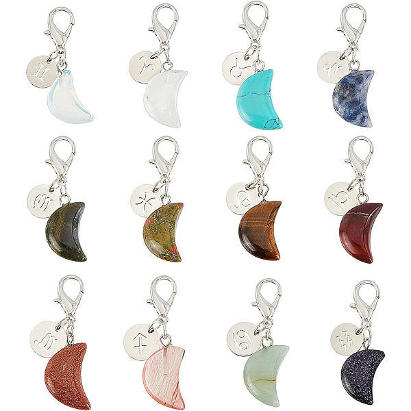 PandaHall BENECREAT 12Pcs Moon Gemstone Pendants with 12 Constellations Stainless Steel Charms and Claw Clasps, Crystal Crescent Moon...
PandaHall BENECREAT 12Pcs Moon Gemstone Pendants with 12 Constellations Stainless Steel Charms and Claw Clasps, Crystal Crescent Moon...