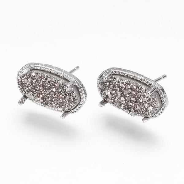 PandaHall Natural Druzy Agate Stud Earrings, with Real Platinum Plated Brass Findings, Oval, Dyed, Light Grey, 15x9mm, Pin: 1mm Natural..., Gray
PandaHall Natural Druzy Agate Stud Earrings, with Real Platinum Plated Brass Findings, Oval, Dyed, Light Grey, 15x9mm, Pin: 1mm Natural..., Gray