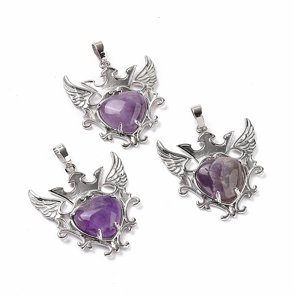 PandaHall Natural Amethyst Pendants, Eagle with Heart Charms, with Rack Plating Platinum Tone Brass Findings, 36.5x33.3x6~7mm, Hole: 8x5mm...
PandaHall Natural Amethyst Pendants, Eagle with Heart Charms, with Rack Plating Platinum Tone Brass Findings, 36.5x33.3x6~7mm, Hole: 8x5mm...