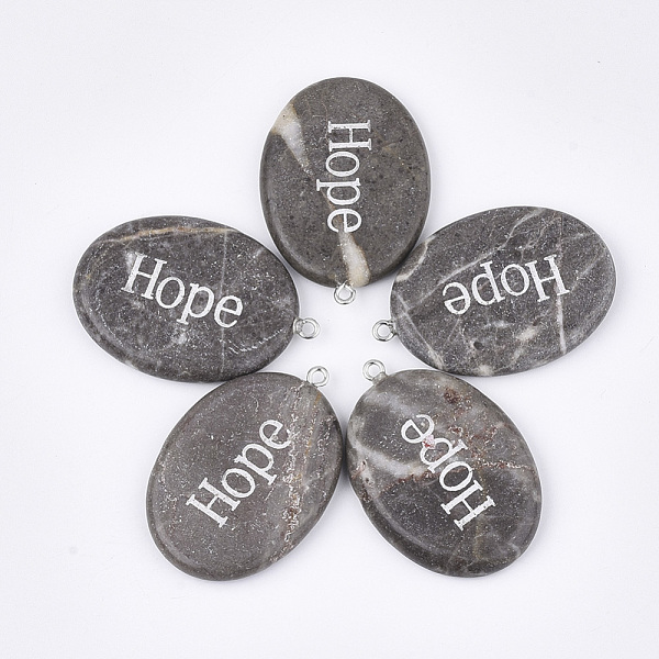 PandaHall Natural Marble Pendants, Inspirational Message Pendants, with Iron Findings, Oval with Word Hope, Platinum, 43~44x29~30x5~6mm...
PandaHall Natural Marble Pendants, Inspirational Message Pendants, with Iron Findings, Oval with Word Hope, Platinum, 43~44x29~30x5~6mm...