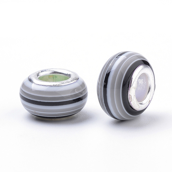 PandaHall Resin European Beads, Large Hole Beads, with Silver Plated Brass Double Cores, Stripe, Rondelle, Gray, 14x8~8.5mm, Hole: 5mm...
PandaHall Resin European Beads, Large Hole Beads, with Silver Plated Brass Double Cores, Stripe, Rondelle, Gray, 14x8~8.5mm, Hole: 5mm...