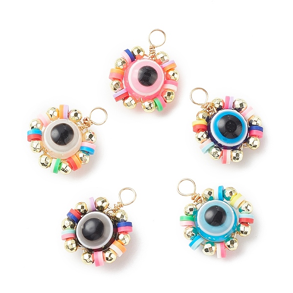 PandaHall Copper Wire Wrapped Evil Eye Plastic Pendants, with Polymer Clay and Electroplate Non-magnetic Synthetic Hematite Beads , Mixed..., Multicolor
PandaHall Copper Wire Wrapped Evil Eye Plastic Pendants, with Polymer Clay and Electroplate Non-magnetic Synthetic Hematite Beads , Mixed..., Multicolor