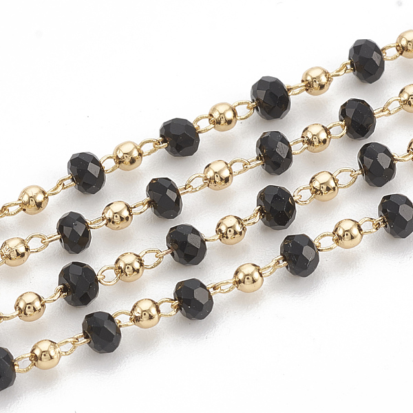 PandaHall Handmade Brass Beaded Chains, Soldered, with Spool, with Faceted Glass Beads, Nickel Free, Real 18K Gold Plated, Black, 3x2mm...
PandaHall Handmade Brass Beaded Chains, Soldered, with Spool, with Faceted Glass Beads, Nickel Free, Real 18K Gold Plated, Black, 3x2mm...