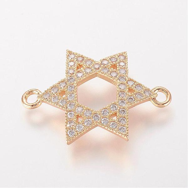 PandaHall Brass Micro Pave Cubic Zirconia Links, for Jewish, Star of David, Golden, 25.5x18x2.5mm, Hole: 2mm Brass+Cubic Zirconia Star
PandaHall Brass Micro Pave Cubic Zirconia Links, for Jewish, Star of David, Golden, 25.5x18x2.5mm, Hole: 2mm Brass+Cubic Zirconia Star