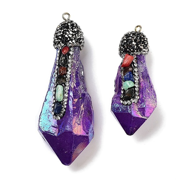 PandaHall Electroplated Raw Rough Natural Quartz Crystal Big Pendants, Spray Painted Chakra Nuggets Charms with Iron Rhinestone Findings..., Purple
PandaHall Electroplated Raw Rough Natural Quartz Crystal Big Pendants, Spray Painted Chakra Nuggets Charms with Iron Rhinestone Findings..., Purple