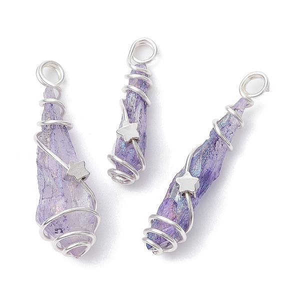 PandaHall Electroplated Natural Quartz Crystal Dyed Copper Wire Wrapped Pendants, Teardrop Charms with Brass Star, Silver Color Plated..., Purple
PandaHall Electroplated Natural Quartz Crystal Dyed Copper Wire Wrapped Pendants, Teardrop Charms with Brass Star, Silver Color Plated..., Purple