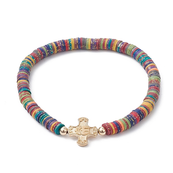 PandaHall Polymer Clay Disc Heishi Surfer Stretch Bracelets, Alloy Cross Preppy Bracelet, Colorful, Inner Diameter: 2-3/8 inch(6cm) Polymer...
PandaHall Polymer Clay Disc Heishi Surfer Stretch Bracelets, Alloy Cross Preppy Bracelet, Colorful, Inner Diameter: 2-3/8 inch(6cm) Polymer...