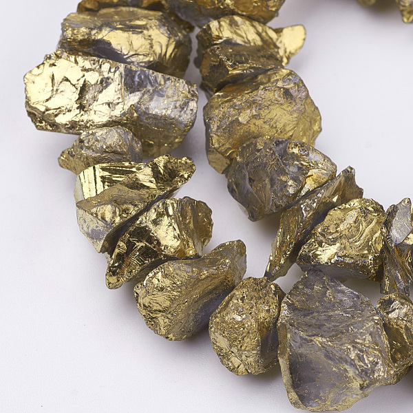 PandaHall Electroplated Natural Quartz Crystal Bead Strands, Nuggets, Golden Plated, 10~24.5x5.5~16x2~23mm, Hole: 1mm, about 54~64pcs/strand...
PandaHall Electroplated Natural Quartz Crystal Bead Strands, Nuggets, Golden Plated, 10~24.5x5.5~16x2~23mm, Hole: 1mm, about 54~64pcs/strand...