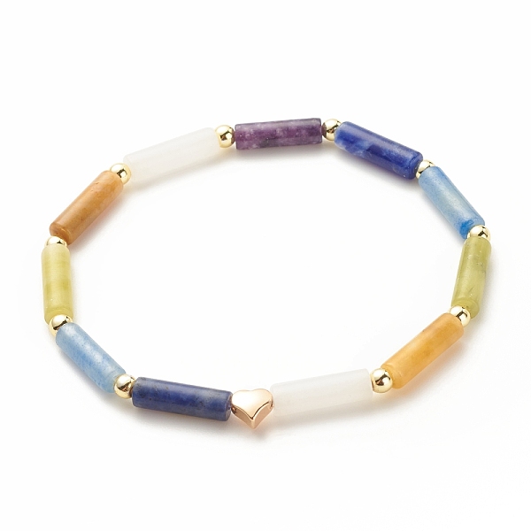 PandaHall Natural Mixed Gemstone Curved Tube Chunky Stretch Bracelet with Brass Heart, Chakra Jewelry for Women, Inner Diameter: 2-1/8 inch...
PandaHall Natural Mixed Gemstone Curved Tube Chunky Stretch Bracelet with Brass Heart, Chakra Jewelry for Women, Inner Diameter: 2-1/8 inch...