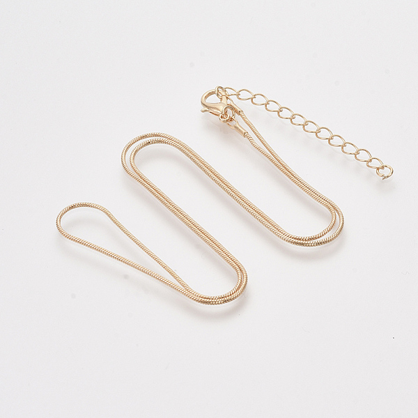 PandaHall Brass Snake Chain Necklaces, with Lobster Claw Clasps, Light Gold, 18.5 inch(47.2cm), 1.2mm Brass
PandaHall Brass Snake Chain Necklaces, with Lobster Claw Clasps, Light Gold, 18.5 inch(47.2cm), 1.2mm Brass