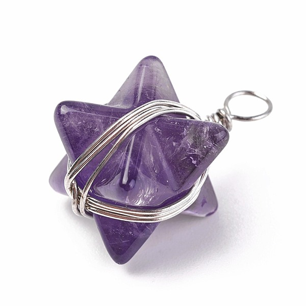 PandaHall Natural Amethyst Pendants, with Brass Findings, Merkaba Star, Platinum, 24~27x17x17mm, Hole: 3.5~4mm Amethyst Star
PandaHall Natural Amethyst Pendants, with Brass Findings, Merkaba Star, Platinum, 24~27x17x17mm, Hole: 3.5~4mm Amethyst Star