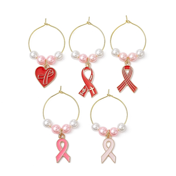PandaHall Awareness Ribbon Alloy Enamel Wine Glass Charm, with Pearlized Glass Pearl Bead and Brass Wine Glass Charm Rings, Mixed Color..., Multicolor
PandaHall Awareness Ribbon Alloy Enamel Wine Glass Charm, with Pearlized Glass Pearl Bead and Brass Wine Glass Charm Rings, Mixed Color..., Multicolor