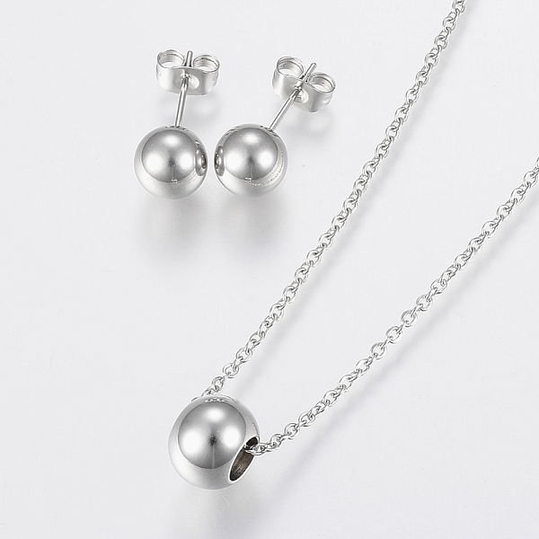 PandaHall 304 Stainless Steel Jewelry Sets, Pendant Necklaces and Stud Earrings, Round, Stainless Steel Color, 17.71 inch(45cm), 19x8mm, Pin...
PandaHall 304 Stainless Steel Jewelry Sets, Pendant Necklaces and Stud Earrings, Round, Stainless Steel Color, 17.71 inch(45cm), 19x8mm, Pin...