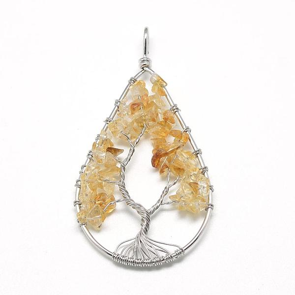 PandaHall Natural Chip Citrine Big Pendants, with Brass Wires, Teardrop & Tree, Platinum, 78~81x40~43x5~10mm, Hole: 4.5mm Citrine Teardrop
PandaHall Natural Chip Citrine Big Pendants, with Brass Wires, Teardrop & Tree, Platinum, 78~81x40~43x5~10mm, Hole: 4.5mm Citrine Teardrop