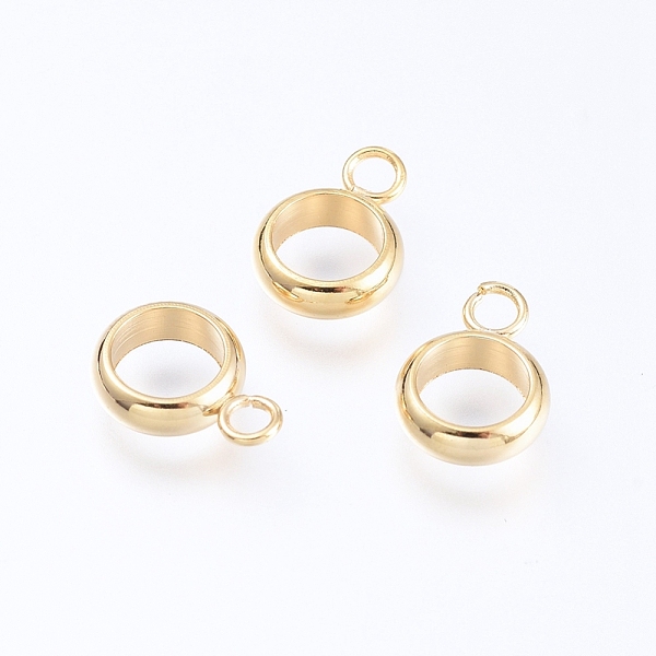 PandaHall 201 Stainless Steel Tube Bails, Loop Bails, Ring, Golden, 10x7x2.5mm, Hole: 2mm, 5mm Inner Diameter 201 Stainless Steel Ring
PandaHall 201 Stainless Steel Tube Bails, Loop Bails, Ring, Golden, 10x7x2.5mm, Hole: 2mm, 5mm Inner Diameter 201 Stainless Steel Ring