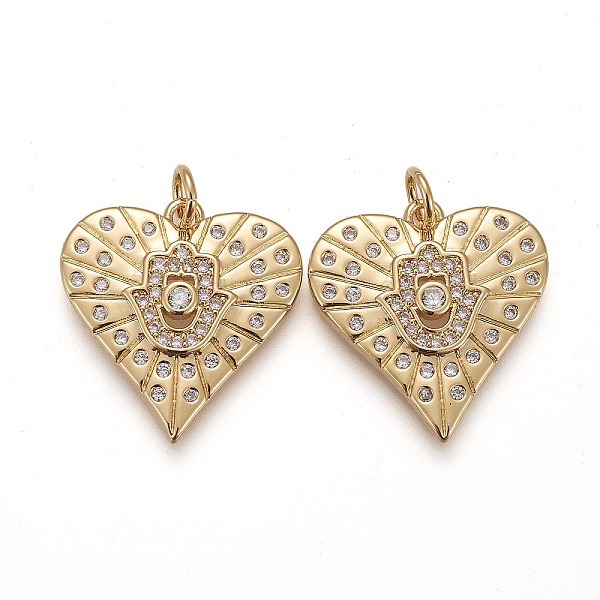 PandaHall Brass Micro Pave Clear Cubic Zirconia Pendants, Long-Lasting Plated, With Jump Ring, Heart with Hamsa Hand, Real 18K Gold Plated...
PandaHall Brass Micro Pave Clear Cubic Zirconia Pendants, Long-Lasting Plated, With Jump Ring, Heart with Hamsa Hand, Real 18K Gold Plated...