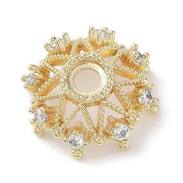 PandaHall Brass Micro Pave Clear Cubic Zirconia Bead Caps, Flower, Real 18K Gold Plated, 17x7mm, Hole: 3mm Brass+Cubic Zirconia Clear
PandaHall Brass Micro Pave Clear Cubic Zirconia Bead Caps, Flower, Real 18K Gold Plated, 17x7mm, Hole: 3mm Brass+Cubic Zirconia Clear