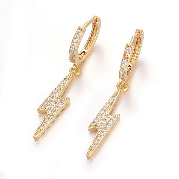 PandaHall Brass Leverback Earrings, Flash Earrings, with Cubic Zirconia, Lightning Bolt, Clear, Golden, 40mm, Pin: 1mm Cubic Zirconia Clear
PandaHall Brass Leverback Earrings, Flash Earrings, with Cubic Zirconia, Lightning Bolt, Clear, Golden, 40mm, Pin: 1mm Cubic Zirconia Clear