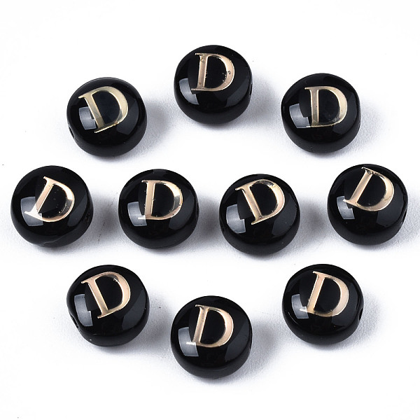 PandaHall Handmade Lampwork Beads, with Golden Plated Brass Etched Metal Embellishments, Flat Round with Alphabet, Letter.D, 8x5mm, Hole..., Black
PandaHall Handmade Lampwork Beads, with Golden Plated Brass Etched Metal Embellishments, Flat Round with Alphabet, Letter.D, 8x5mm, Hole..., Black