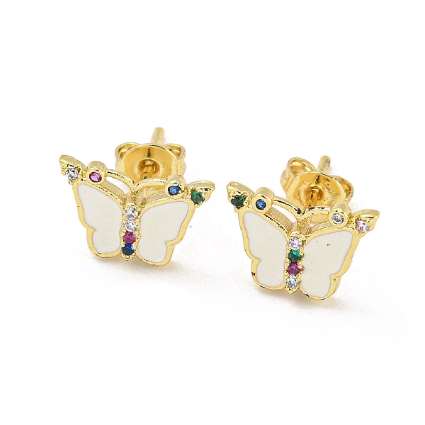 PandaHall Butterfly Real 18K Gold Plated Brass Stud Earrings, with Enamel and Cubic Zirconia, White, 8x11.5mm Cubic Zirconia Butterfly White
PandaHall Butterfly Real 18K Gold Plated Brass Stud Earrings, with Enamel and Cubic Zirconia, White, 8x11.5mm Cubic Zirconia Butterfly White