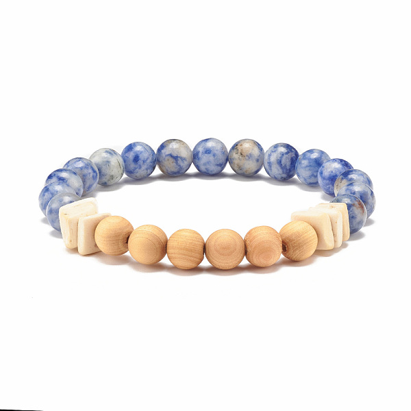 PandaHall Natural Blue Spot Jasper & Wood Beaded Stretch Bracelet, Gemstone Jewelry for Women, Cornflower Blue, Inner Diameter: 2-1/4 inch...
PandaHall Natural Blue Spot Jasper & Wood Beaded Stretch Bracelet, Gemstone Jewelry for Women, Cornflower Blue, Inner Diameter: 2-1/4 inch...