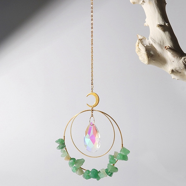 PandaHall Electroplate Glass Teardrop Window Hanging Suncatchers, Natural Green Aventurine Chips & Golden Brass Moon Pendants Decorations...
PandaHall Electroplate Glass Teardrop Window Hanging Suncatchers, Natural Green Aventurine Chips & Golden Brass Moon Pendants Decorations...