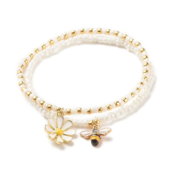 PandaHall 2Pcs Glass Seed Beaded Stretch Bracelets Set, Alloy Enamel Bees & Flower Charm Bracelet for Women, White, Inner Diameter...
PandaHall 2Pcs Glass Seed Beaded Stretch Bracelets Set, Alloy Enamel Bees & Flower Charm Bracelet for Women, White, Inner Diameter...
