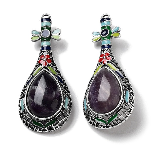 PandaHall Tibetan Style Alloy Brooches, with Natural Amethyst and Eneml, Antique Silver, 66x27.5x18mm, Hole: 8.4x4.2mm Amethyst Teardrop
PandaHall Tibetan Style Alloy Brooches, with Natural Amethyst and Eneml, Antique Silver, 66x27.5x18mm, Hole: 8.4x4.2mm Amethyst Teardrop