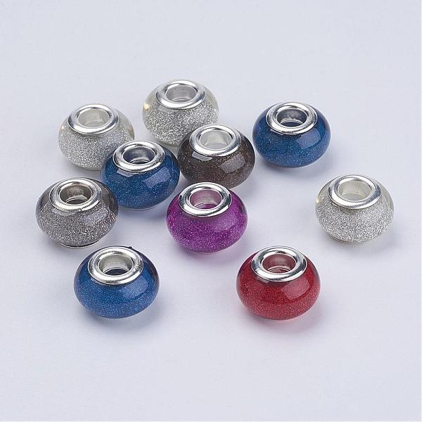 PandaHall Large Hole Resin European Beads, with Silver Color Plated Brass Double Cores, Rondelle, Mixed Color, 14x9mm, Hole: 5mm Resin+Brass..., Multicolor
PandaHall Large Hole Resin European Beads, with Silver Color Plated Brass Double Cores, Rondelle, Mixed Color, 14x9mm, Hole: 5mm Resin+Brass..., Multicolor