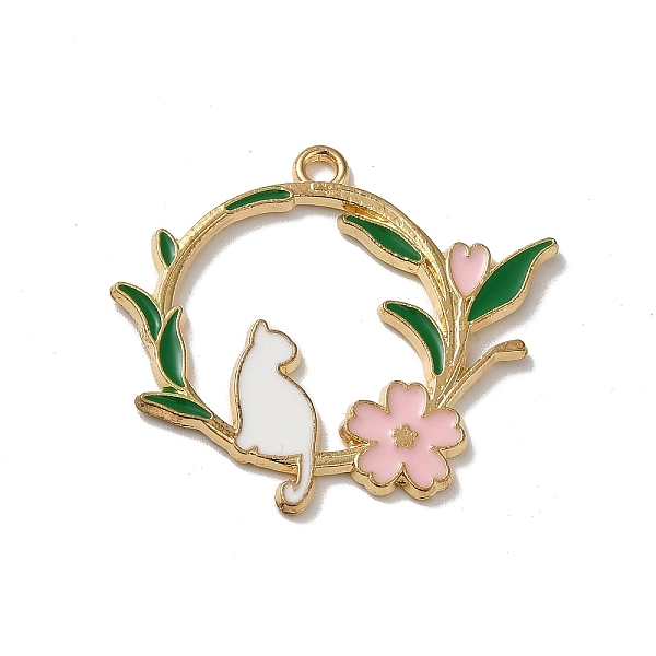 PandaHall Aloy Enamel Pendant, Golden, Wreath with Cat Charm, White, 30x33.5x1mm, Hole: 2mm Alloy+Enamel Cat Shape White
PandaHall Aloy Enamel Pendant, Golden, Wreath with Cat Charm, White, 30x33.5x1mm, Hole: 2mm Alloy+Enamel Cat Shape White