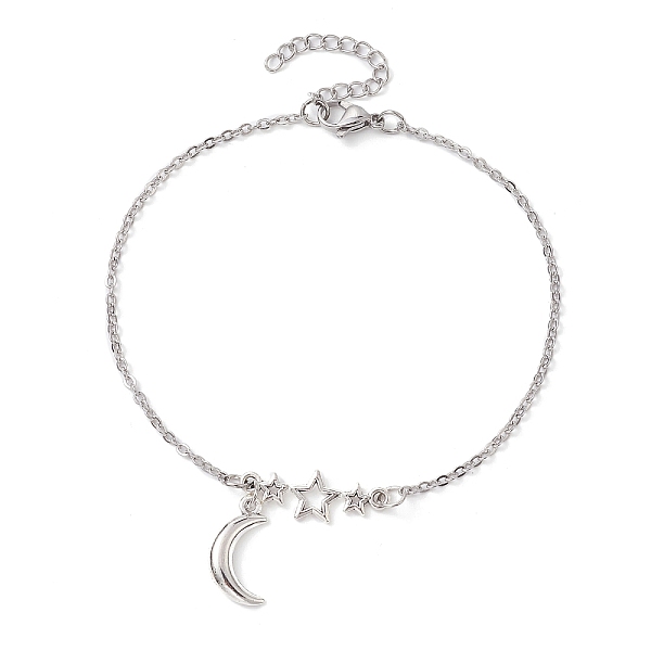 PandaHall 304 Stainless Steel Cable Chain Anklets, with Tibetan Style Zinc Alloy Charms, Moon, Antique Silver, 9-1/8 inch(23.2cm) Stainless...
PandaHall 304 Stainless Steel Cable Chain Anklets, with Tibetan Style Zinc Alloy Charms, Moon, Antique Silver, 9-1/8 inch(23.2cm) Stainless...