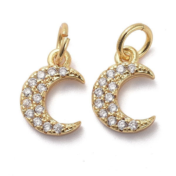 PandaHall Brass Micro Pave Clear Cubic Zirconia Charms, with Jump Rings, Moon, Golden, 11x7.5x2mm, Hole: 3mm Brass+Cubic Zirconia Moon Clear
PandaHall Brass Micro Pave Clear Cubic Zirconia Charms, with Jump Rings, Moon, Golden, 11x7.5x2mm, Hole: 3mm Brass+Cubic Zirconia Moon Clear