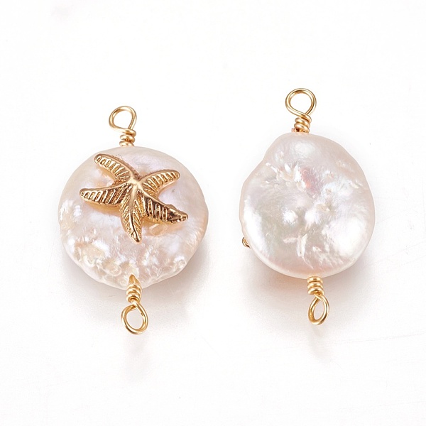 PandaHall Natural Pearl Links connectors, with Brass Findings, Flat Round with Starfish/Sea Stars, Golden, 19~23x10~12x6~9mm, Hole: 1.6mm...
PandaHall Natural Pearl Links connectors, with Brass Findings, Flat Round with Starfish/Sea Stars, Golden, 19~23x10~12x6~9mm, Hole: 1.6mm...