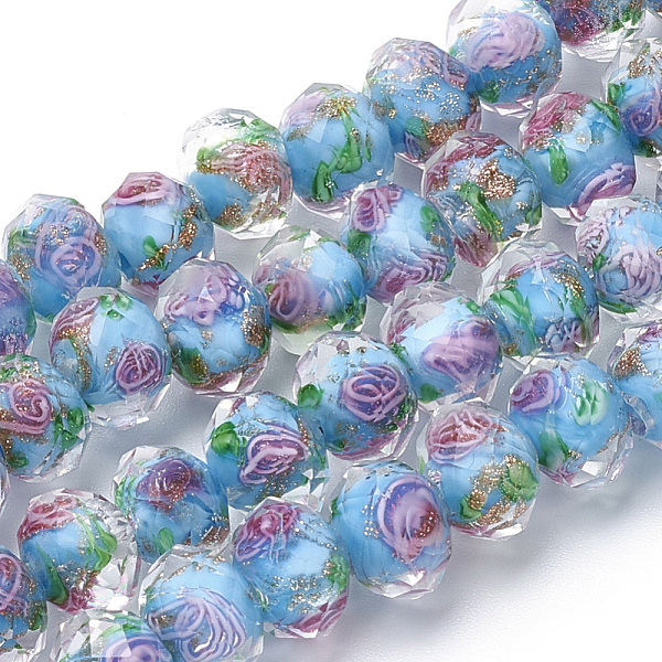 PandaHall Handmade Gold Sand Lampwork Beads Strands, Inner Flower, Faceted Rondelle, Deep Sky Blue, 11~12x8~9mm, Hole: 1.6~2mm, about...
PandaHall Handmade Gold Sand Lampwork Beads Strands, Inner Flower, Faceted Rondelle, Deep Sky Blue, 11~12x8~9mm, Hole: 1.6~2mm, about...