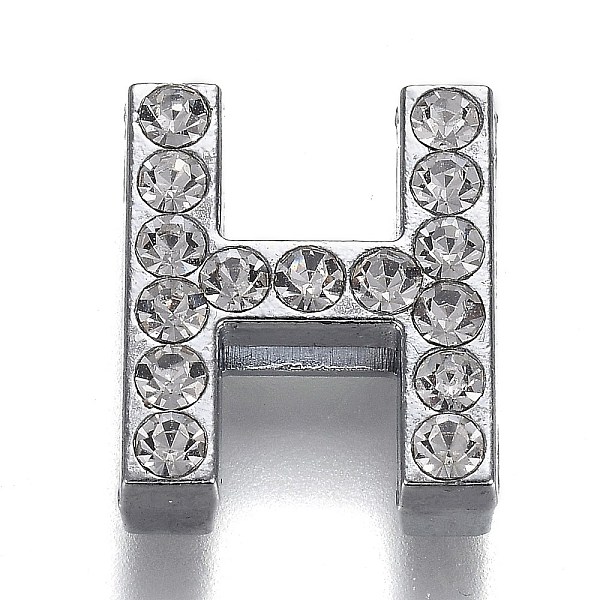 PandaHall Alloy Letter Slide Charms, with Crystal Rhinestone, Cadmium Free & Lead Free, Platinum, Letter.H, 20x17x7mm, Hole: 3x18mm..., Clear
PandaHall Alloy Letter Slide Charms, with Crystal Rhinestone, Cadmium Free & Lead Free, Platinum, Letter.H, 20x17x7mm, Hole: 3x18mm..., Clear