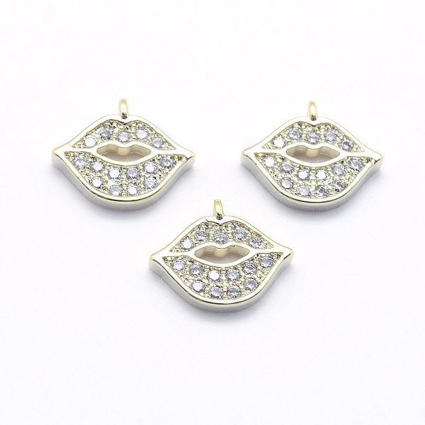 PandaHall Long-Lasting Plated Brass Cubic Zirconia Charms, Real 18K Gold Plated, Nickel Free, Mouth/Lip, 8x9x1.5mm, Hole: 0.5mm Brass+Cubic..., Clear
PandaHall Long-Lasting Plated Brass Cubic Zirconia Charms, Real 18K Gold Plated, Nickel Free, Mouth/Lip, 8x9x1.5mm, Hole: 0.5mm Brass+Cubic..., Clear