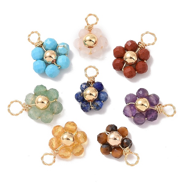 PandaHall Natural Mixed Stone Beaded Pendants, with Gold Tone Copper Wire Wrapped Findings, Flower Charms, Mixed Color, 12.5~13.5x9~11x4.5mm..., Multicolor
PandaHall Natural Mixed Stone Beaded Pendants, with Gold Tone Copper Wire Wrapped Findings, Flower Charms, Mixed Color, 12.5~13.5x9~11x4.5mm..., Multicolor