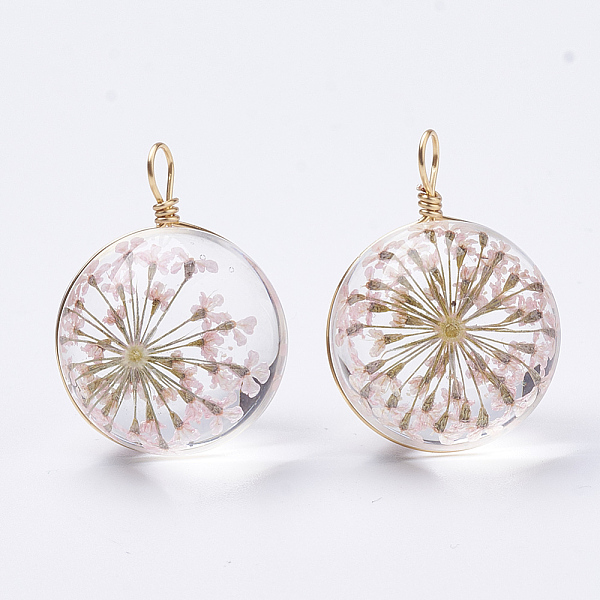 PandaHall Glass Pendants, with Dried Flower Inside & Brass Findings, Round, Golden, Pink, 19x14mm, Hole: 2mm Brass+Glass Round Pink
PandaHall Glass Pendants, with Dried Flower Inside & Brass Findings, Round, Golden, Pink, 19x14mm, Hole: 2mm Brass+Glass Round Pink