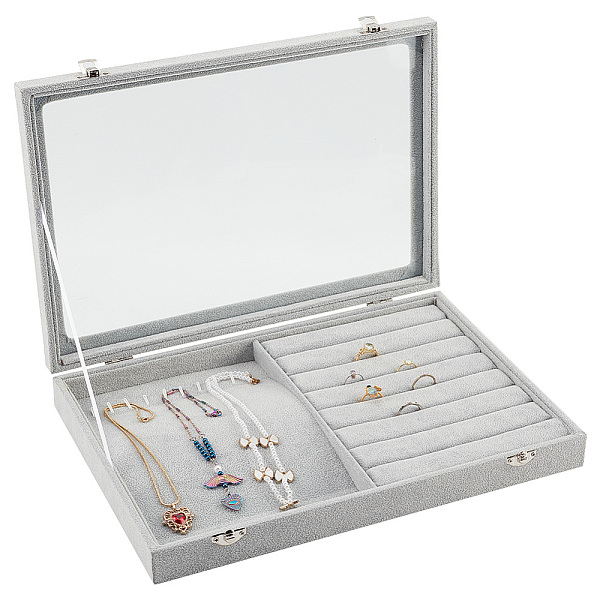 PandaHall Rectangle Velvet Jewelry Presentation Boxes, Glass Visible Window Jewelry Organizer Case with Iron Clasps, for Necklaces Rings...
PandaHall Rectangle Velvet Jewelry Presentation Boxes, Glass Visible Window Jewelry Organizer Case with Iron Clasps, for Necklaces Rings...