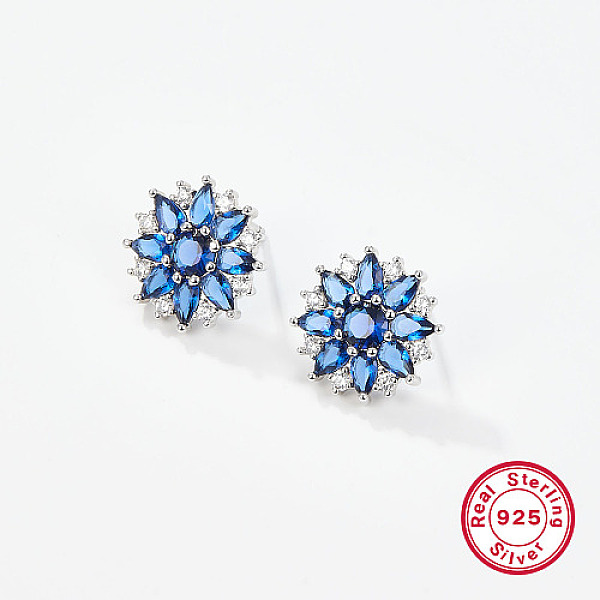 PandaHall Flower Rhodium Plated Platinum 925 Sterling Silver Stud Earrings, with Cubic Zirconia, Blue, 17mm Sterling Silver Flower Blue
PandaHall Flower Rhodium Plated Platinum 925 Sterling Silver Stud Earrings, with Cubic Zirconia, Blue, 17mm Sterling Silver Flower Blue
