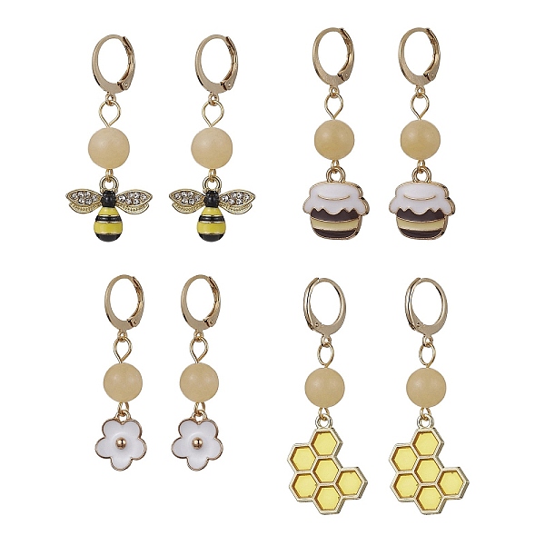 PandaHall 4 Pairs 4 Styles Bee & Flower Alloy Enamel Dangle Leverback Earrings for Women, Natural Topaz Jade Round Beaded Drop Earrings...
PandaHall 4 Pairs 4 Styles Bee & Flower Alloy Enamel Dangle Leverback Earrings for Women, Natural Topaz Jade Round Beaded Drop Earrings...