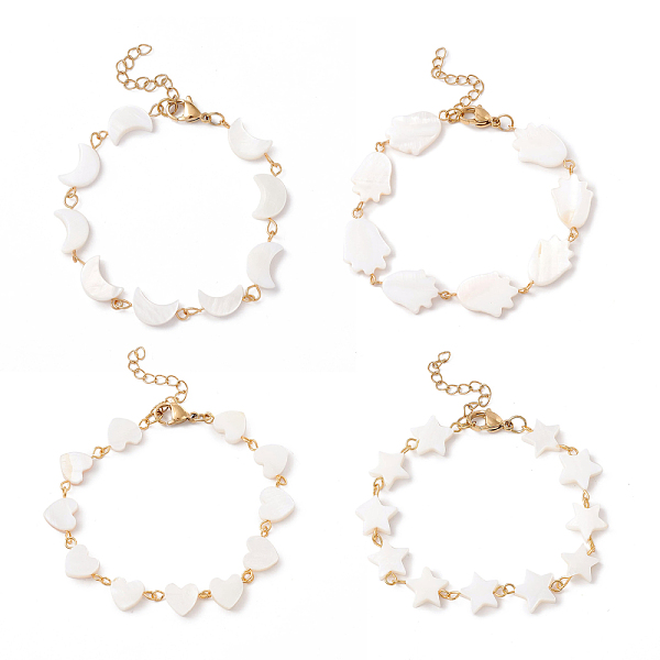 PandaHall Natural Shell Link Chain Bracelet, 304 Stainless Steel Jewelry for Women, Mixed Shape, Golden, White, 6-3/4~7x3/8~8 inch...
PandaHall Natural Shell Link Chain Bracelet, 304 Stainless Steel Jewelry for Women, Mixed Shape, Golden, White, 6-3/4~7x3/8~8 inch...