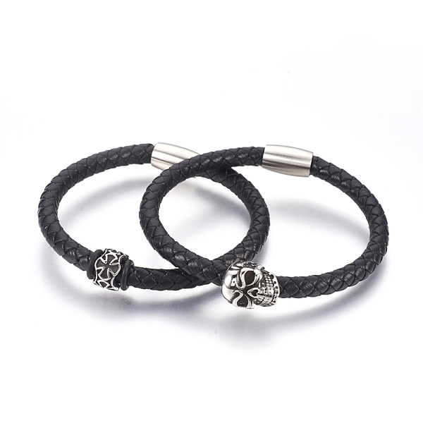 PandaHall Couple Braided Leather Cord Bracelets Sets, with 304 Stainless Steel Findings and Magnetic Clasps, Column and Skull, 8-1/8..., Black
PandaHall Couple Braided Leather Cord Bracelets Sets, with 304 Stainless Steel Findings and Magnetic Clasps, Column and Skull, 8-1/8..., Black