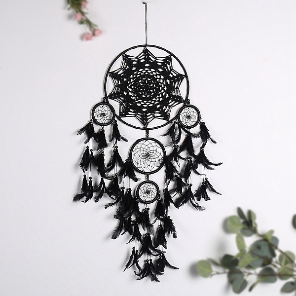 PandaHall Iron Woven Web/Net with Feather Pendant Decorations, Bohemian Style Flat Round Macrame Wall Hanging, Black, 250mm Feather Flat...
PandaHall Iron Woven Web/Net with Feather Pendant Decorations, Bohemian Style Flat Round Macrame Wall Hanging, Black, 250mm Feather Flat...