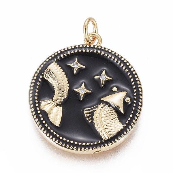 PandaHall Brass Micro Pave Cubic Zirconia Pendants, with Enamel and Jump Ring, Flat Round with Constellations, Golden, Pisces, 23x21x2.5mm..., Clear
PandaHall Brass Micro Pave Cubic Zirconia Pendants, with Enamel and Jump Ring, Flat Round with Constellations, Golden, Pisces, 23x21x2.5mm..., Clear