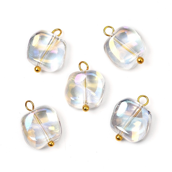PandaHall Electroplate Glass Pendants, with Brass Ball Head pins, Square, Clear AB, 15x12x5.5mm, Hole: 2mm Brass+Glass Square White
PandaHall Electroplate Glass Pendants, with Brass Ball Head pins, Square, Clear AB, 15x12x5.5mm, Hole: 2mm Brass+Glass Square White