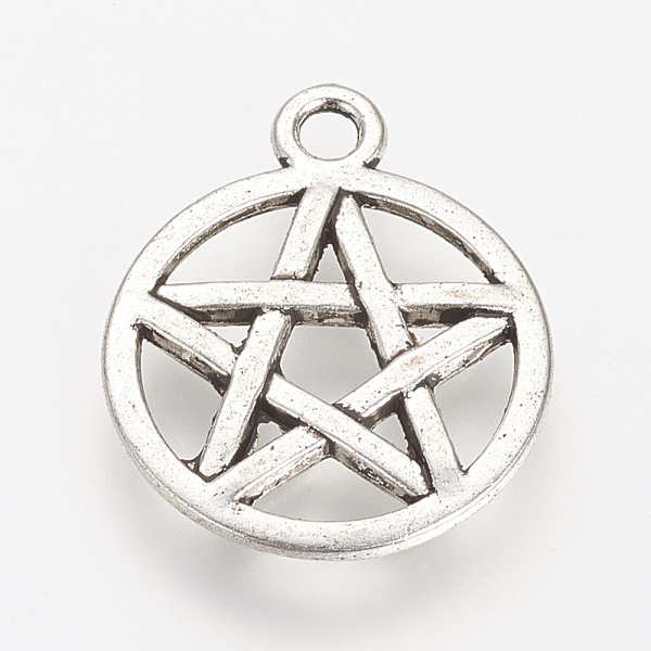 PandaHall Tibetan Style Alloy Pendants, Wicca Pendants, Flat Round with Star, Cadmium Free & Nickel Free & Lead Free, Antique Silver...
PandaHall Tibetan Style Alloy Pendants, Wicca Pendants, Flat Round with Star, Cadmium Free & Nickel Free & Lead Free, Antique Silver...