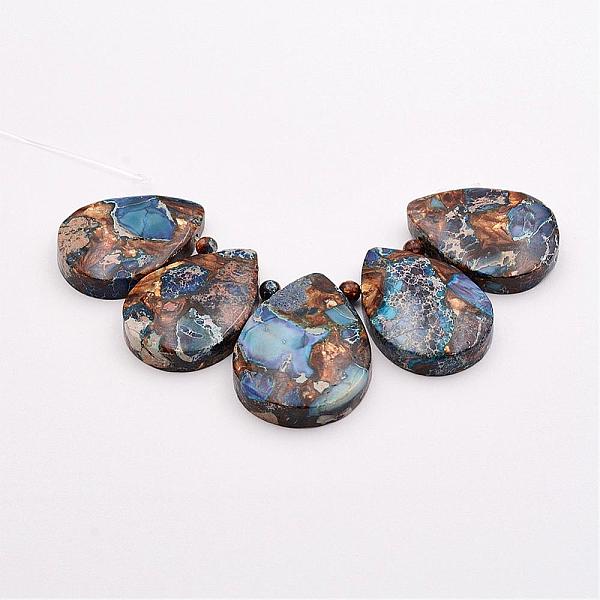 PandaHall Assembled Bronzite and Imperial Jasper Beads Strands, Top Drilled Beads, Dyed, Teardrop, 30~35x22~26x7mm, Hole: 2mm, about...
PandaHall Assembled Bronzite and Imperial Jasper Beads Strands, Top Drilled Beads, Dyed, Teardrop, 30~35x22~26x7mm, Hole: 2mm, about...