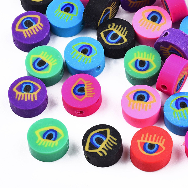 PandaHall Handmade Polymer Clay Beads, Flat Round with Eye, Mixed Color, 10x5mm, Hole: 1.6mm Polymer Clay Flat Round Multicolor
PandaHall Handmade Polymer Clay Beads, Flat Round with Eye, Mixed Color, 10x5mm, Hole: 1.6mm Polymer Clay Flat Round Multicolor